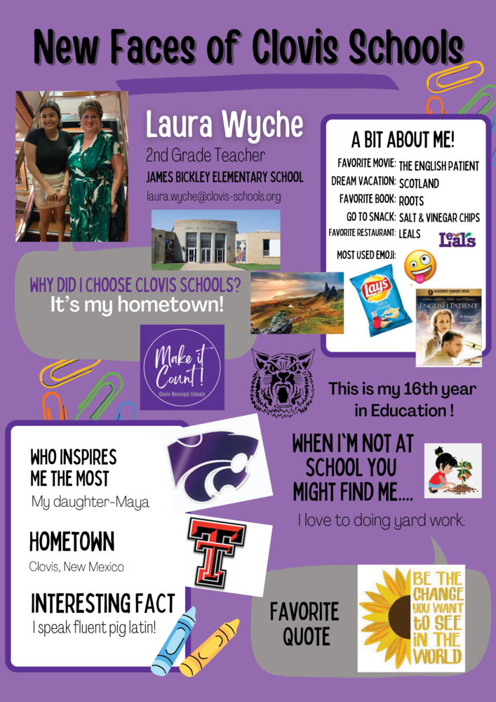 NEW FACES OF CLOVIS MUNICIPAL SCHOOLS MEET LAURA WYCHE! Sandia